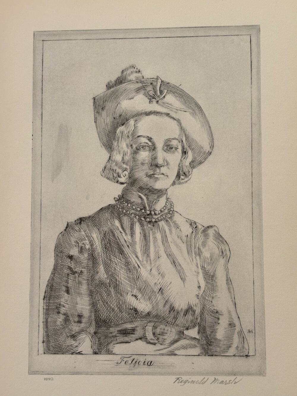 Reginald Marsh "Felicia" 1930s Art Print Treasury Collection Sketch Vintage